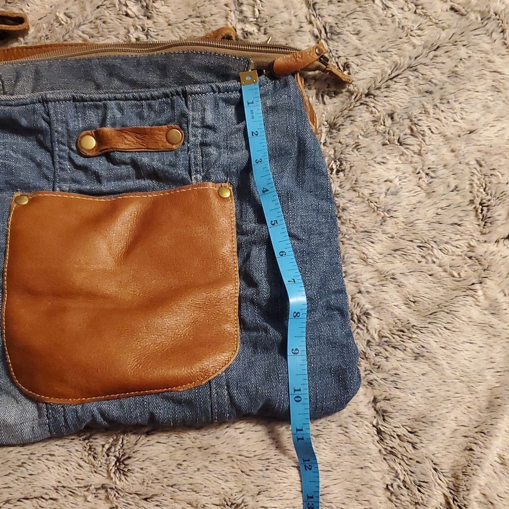 Myra Bag womens Star Denim Upcycled Canvas Cotton & Leather Shoulder Bag - Picture 6 of 6